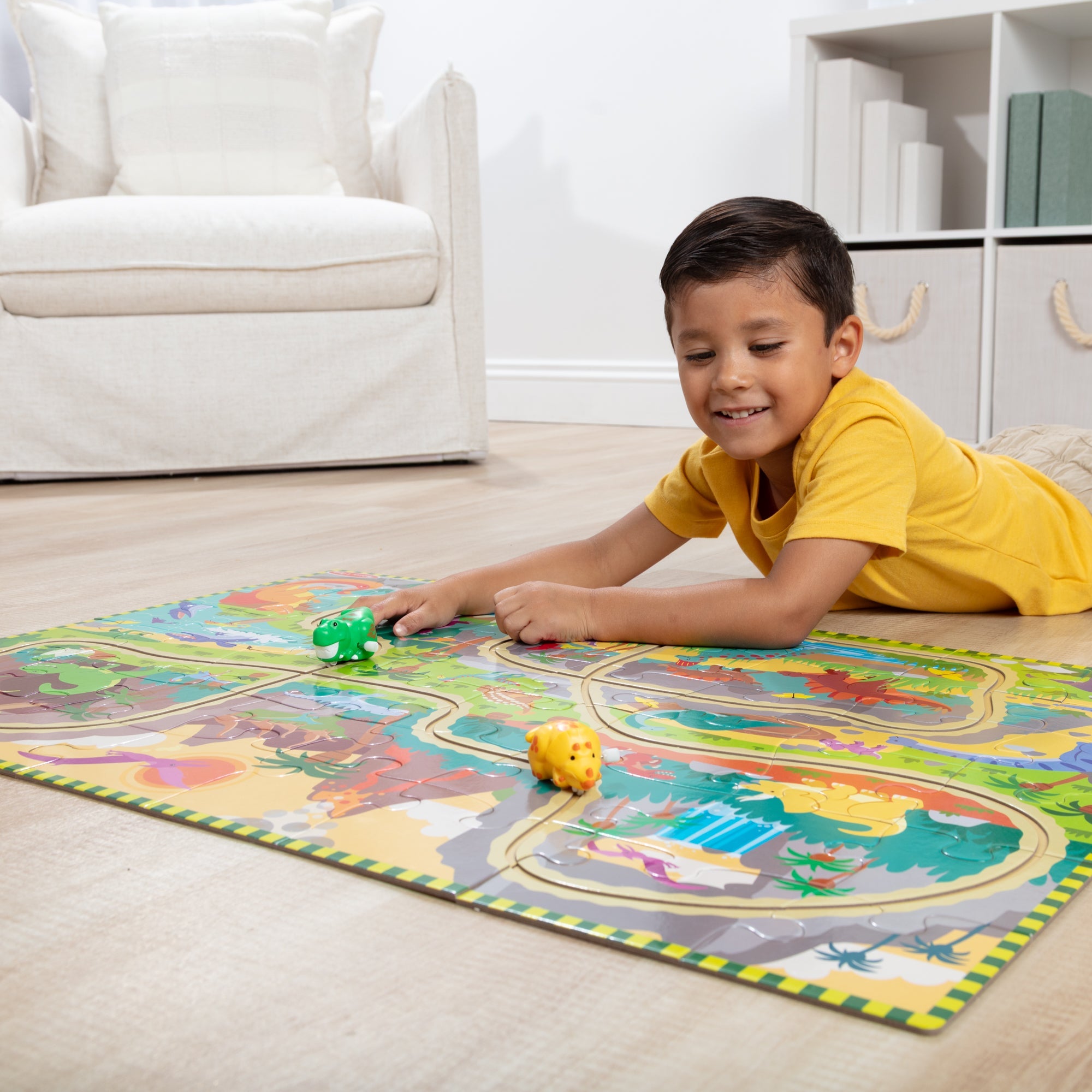 Dinosaur Adventure Tracks Floor Puzzle – 48 Pieces + 2 Wind-Up Dinosaurs